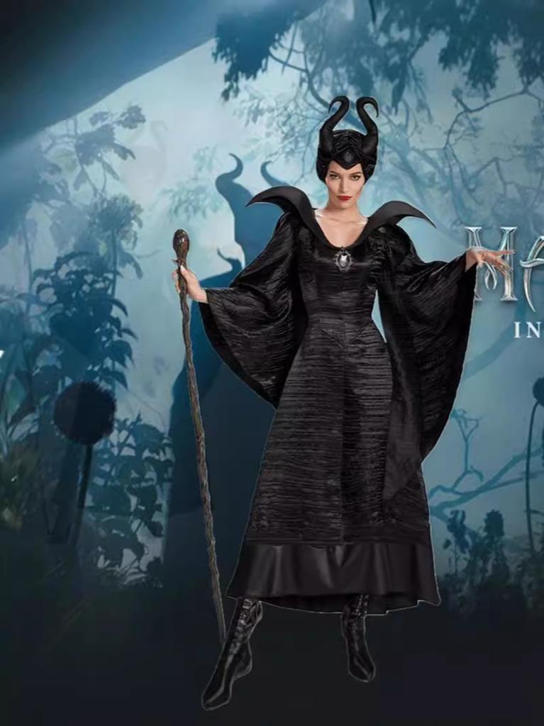 Halloween Sleeping Beauty Maleficent Witch Costume Dark Sorceress Role Play Outfit Cosplay Stage Performance Dress Adult Gothic Robe