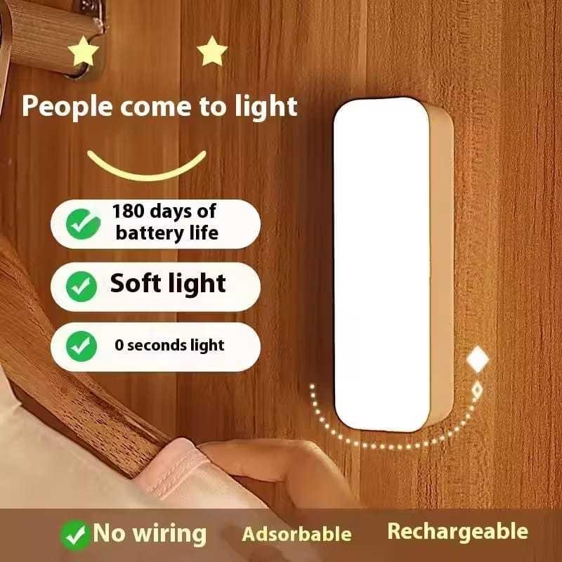 Motion Sensor Night Light Rechargeable Smart Motion Sensor Cabinet Light Wireless LED Night USB Stair Lamp Bedroom Kitch