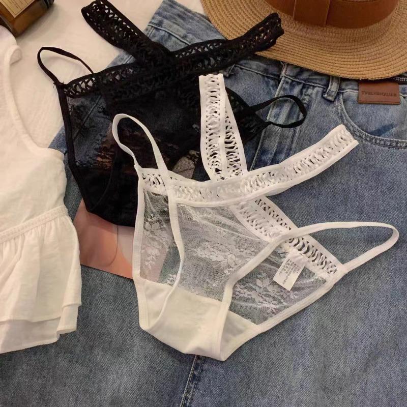 Sexy cross-strapped panties women's low waist hot perspective sweet girl lace edge breathable panties women