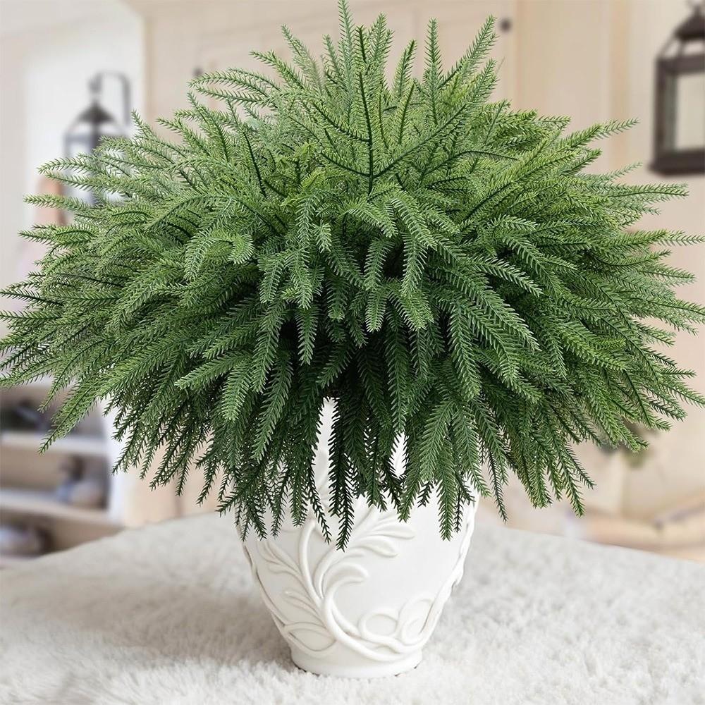 12pcs Plastic Plant Artificial Pine Branches Flower Arrangement Accessories  Home Decoration
