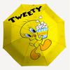 1PC Warner Tweety Popcorn Automatic Open/Close Umbrella with Windproof, 11-Rib Sturdy Canopy, Durable Ribs1228A