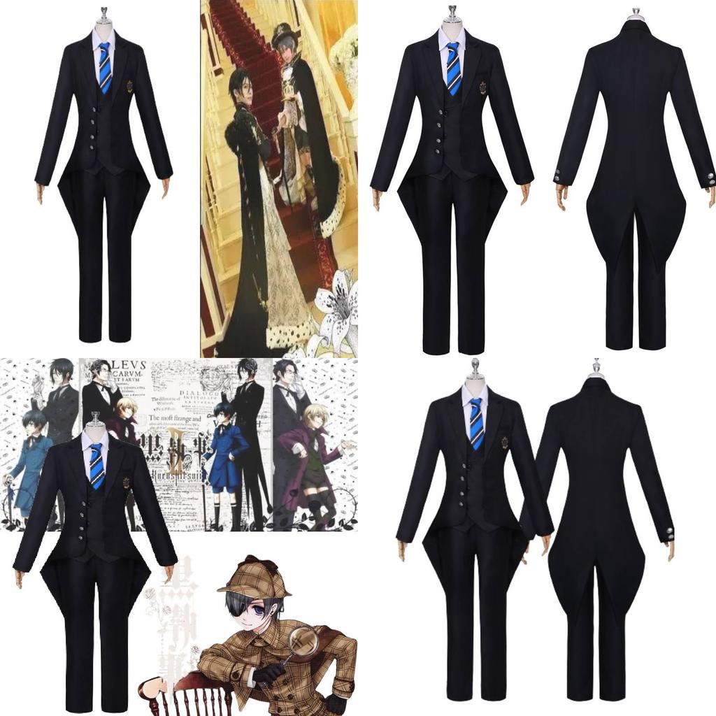 Black Butler Sebastian Cosplay Costume Polyester Fabric Simple Style Japanese Anime Theme