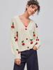 Autumn and Winter V-neck Sweater Versatile Cardigan Loose Trend Cherry Decoration Single-breasted Knitted Jacket Top Women