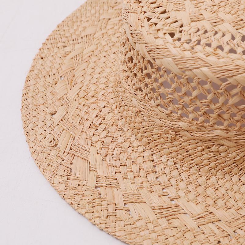 French Retro Natural Raffia Woven Straw Hat Hepburn Wind Summer Vacation Shading Sun Protection Beach Hat Tide