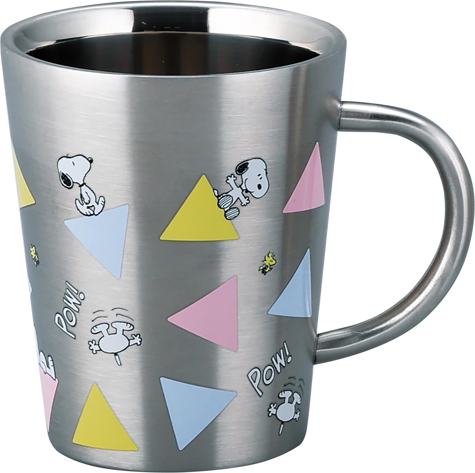

PEANUTS Snoopy Stainless Steel Mug Made in Japan Japanese Yamaka Shoten Double-Sided (260ml) (Triangle) (Body China, Painting) SN1801-856 серебряный