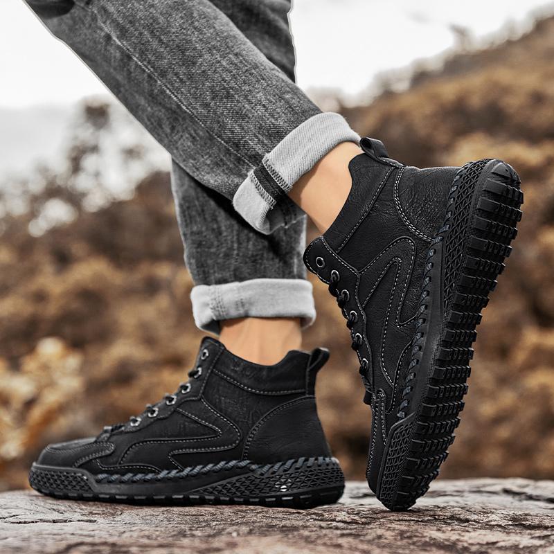 Handmade Genuine Leather Boots Men Shoes Comfortable Ankle Boots For Men Casual Shoes Outdoor Tooling Shoes