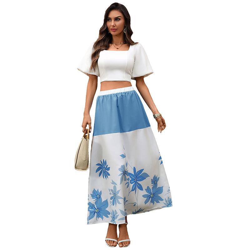 Summer 2026 High Waist A-Line Color Block Skirt for Women