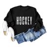 European & American Fashion Long Sleeve Loose Hoodie with 'Hockey Wife' Print for Women