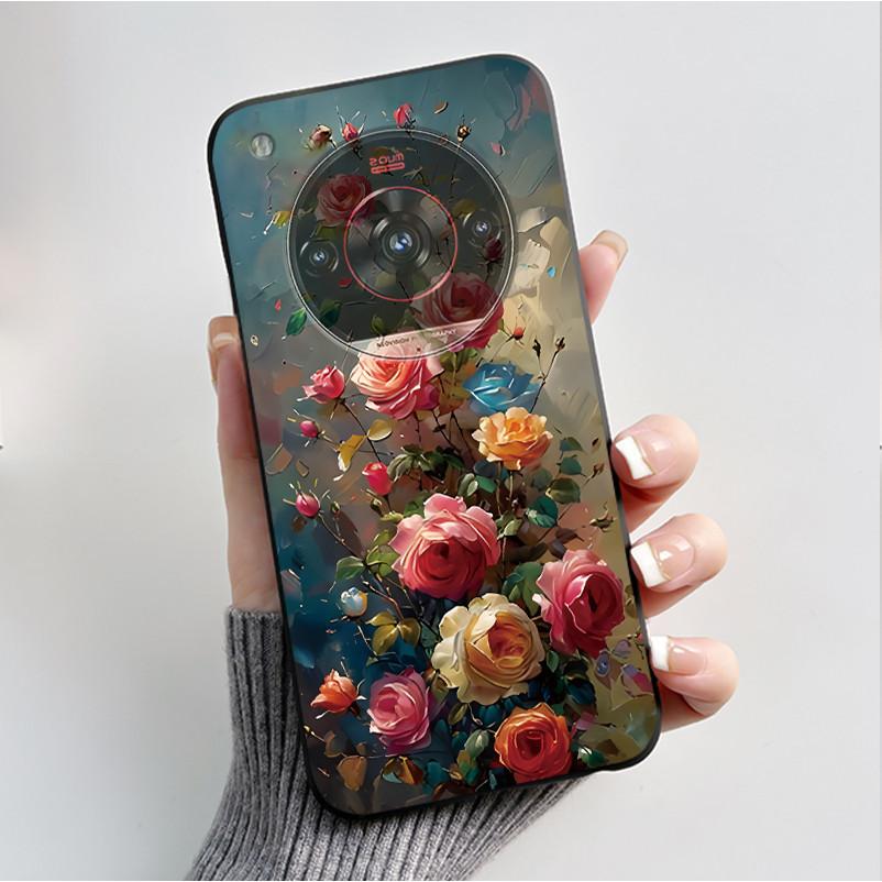 Printed Phone Case For ZTE Nubia Focus 2 Ultra 5G Funda Capa Soft Silicone Black Shell Cover Cute Flower Cartoon Casing Coque
