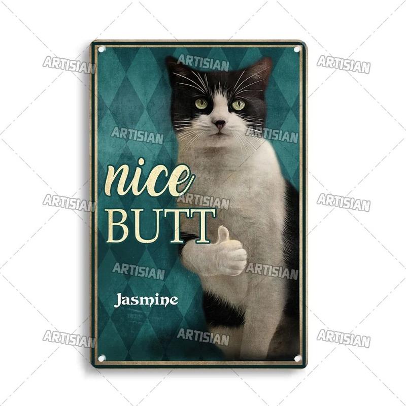 Funny Cat Retro Poster, Aluminum Metal Wall Decor 20x30cm