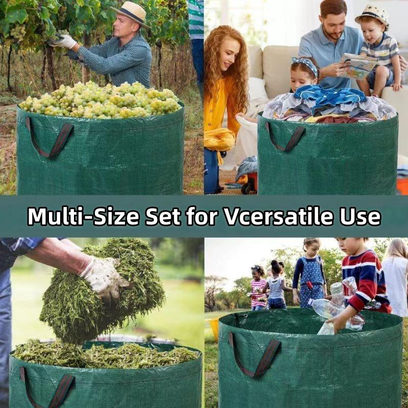 Bolsas para Residuos de Jardín - Reutilizables de PP de Alta Resistencia con Asas, Gran Capacidad con Tejido Industrial y Asas para Recogida de Plantas, Césped y Hojas
