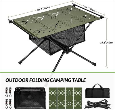 Masă de Camping Ultra-ușoară din Aluminiu cu Geantă de Transport - Masă Laterală Pliabilă pentru Exterior, Design Gol Impermeabil pentru Plajă, Picnic