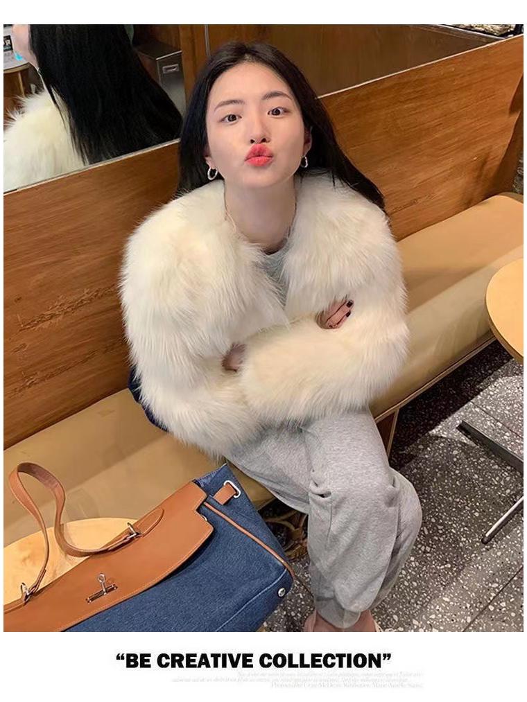 

2024 Женское плюшевое пальто из искусственного лисьего меха высокого класса - Короткое, сексуальное и готовое для инфлюенсера M (97-109 jin)
