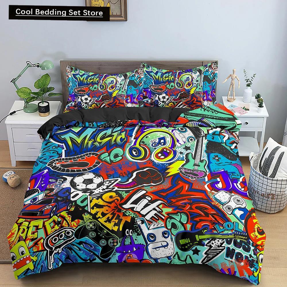 Bedding Set For Baby Kids Child 3D Cartoon Graffiti Crib Duvet Cover Pillowcase 2/3Pcs Polyester Quilt Cover King Queen Full