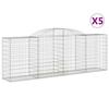 VidaXL Paniers à gabions arqués 5 pcs 300x50x100/120 cm fer galvanisé, gabion, cage de gabion, panier de mur de gabion, mur 3146704
