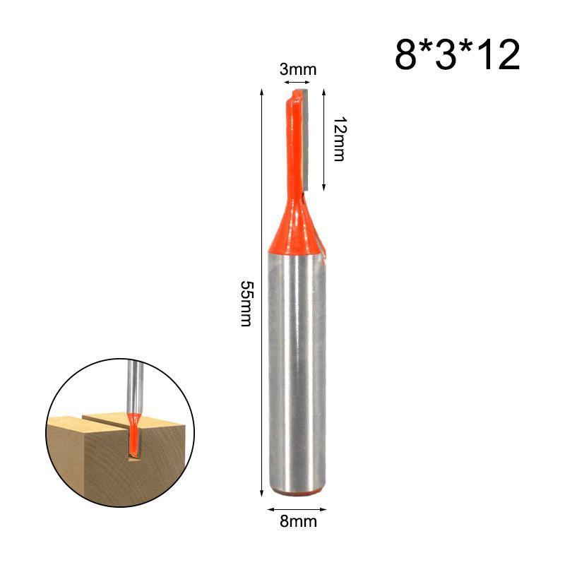 8-mm-Schaft, 3-teiliges Set, gerades Holzbearbeitungs-Trimmfräser-CNC-Fräser-Bit-Werkzeug
