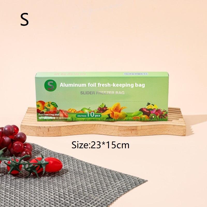 

10 шт./пакет Пакет для еды из алюминиевой фольги большой вместимости Герметичный Безопасный для заморозки Кухонный пакет для свежести Пакет с застежкой-молнией для сохранения свежести Многоразовый S