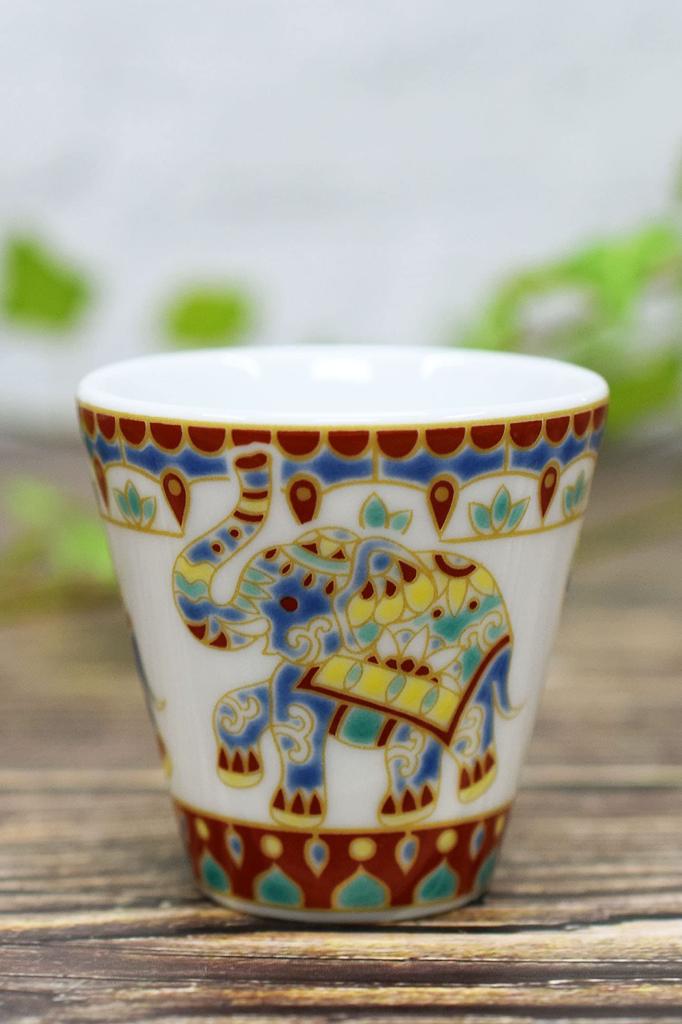 Japanese Warehouse Lucky Ochoko Sake Cup Kutani Ware Sake Cup Mandala Elephant Ceramic Brand Japanese Tableware Choko Cup Made In Japan
