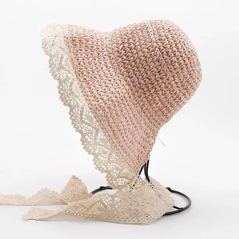 Summer Baby Sun Hat Lace Straw Kids Bucket Hats for Girls Accessories Beach Travel Children Cap Princess Baby Girl Hat 2-5Y
