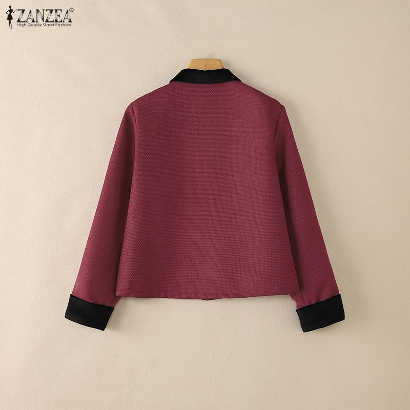 ZANZEA Vestes cardigan décontractées à manches longues et col rabattu pour femmes