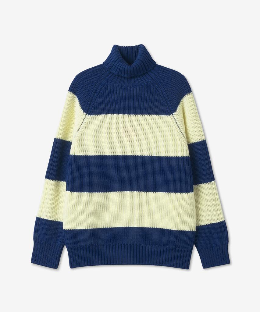 SUNNEI Turtleneck Striped Knit - Light Yellow:Electric Blue / Crtwmknw002Knt016Lyeb