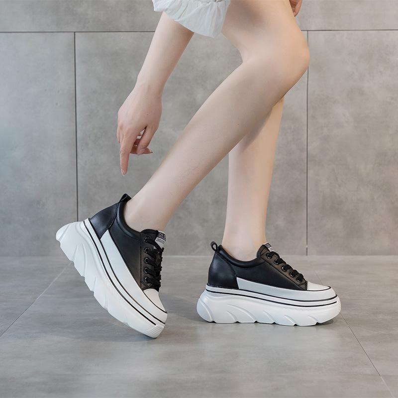 Inner Height Increase Casual Little White Shoes Women's Spring New Leather Versatile Sports Shoes Platform Small Size Women's Shoes