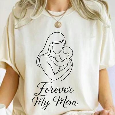 Comfort Colors Forever My Mom Shirt, Forever Mom Tee, Cute Shirt with Woman, Minimalist Mother and Child Line Art Tee