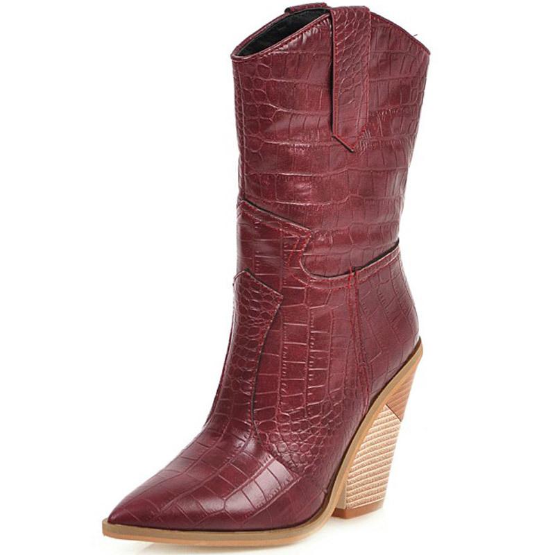 Fish Scales Pattern Leather Boots Women Custom Pointed Toe Thick High Heel Ladies Ankle Boots Fashion Dress Shoes Women  WSH3463