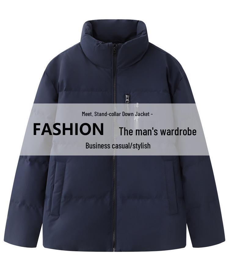 Brand Tag Men's Solid Color Stand Collar Thick Warm Down Jacket - Winter New Arrival Y4W813