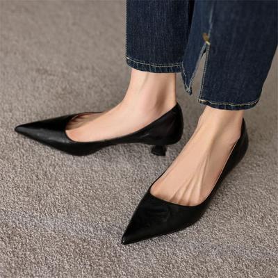 Fashion New Spring Genuine Leather Woman Shoes Pointed Toe Women Pumps Shoes for Women Thin Heels Loafers Fashion Concise Ladies Shoes