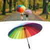 Long Handled Umbrella 24 Rib Large Windproof Reinforced Straight Umbrella for Outdoor Gift Rainbow