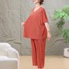 Women's Plus Size Summer 2-Piece Outfit, Ice Silk Casual Top & Capri Pants Set (3XL-7XL)