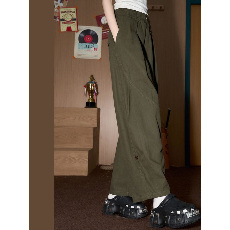 Coolhut American Retro Versatile Loose Cargo Pants Straight-Leg New High-Waisted Women's Casual Pants with Drape