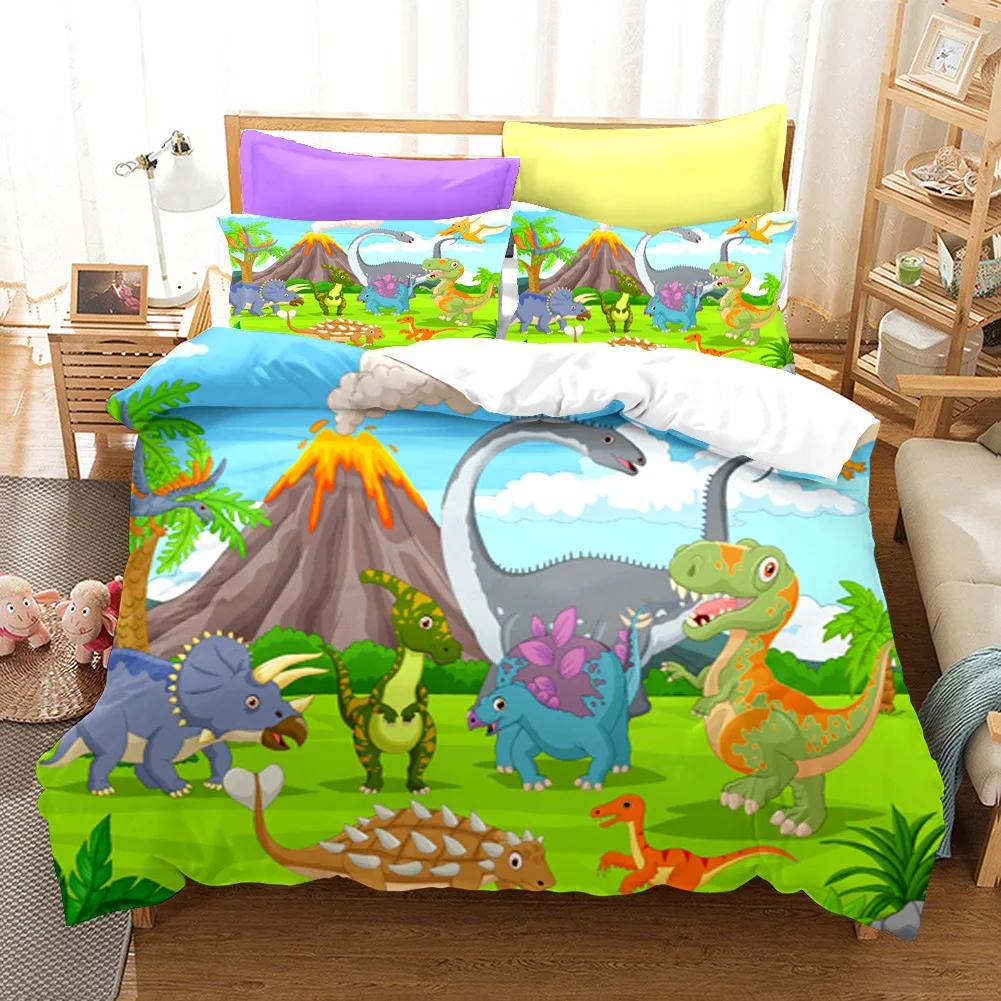 Bedding Set Adults Children Winter Duvet Cover Sets Kids,twin Full Queen King Bedroom Set 3D Dinosaur Housse De Couette