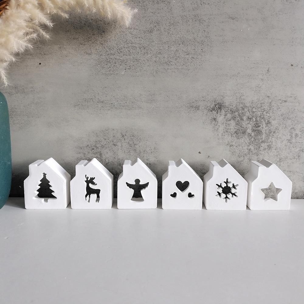 Forma silikonowa 3D Mały domek w stylu skandynawskim 6-dołkowa Forma na świece w kształcie domku Mini domki Forma gipsowa Betonowa Cementowa Forma do aromatycznego mydła