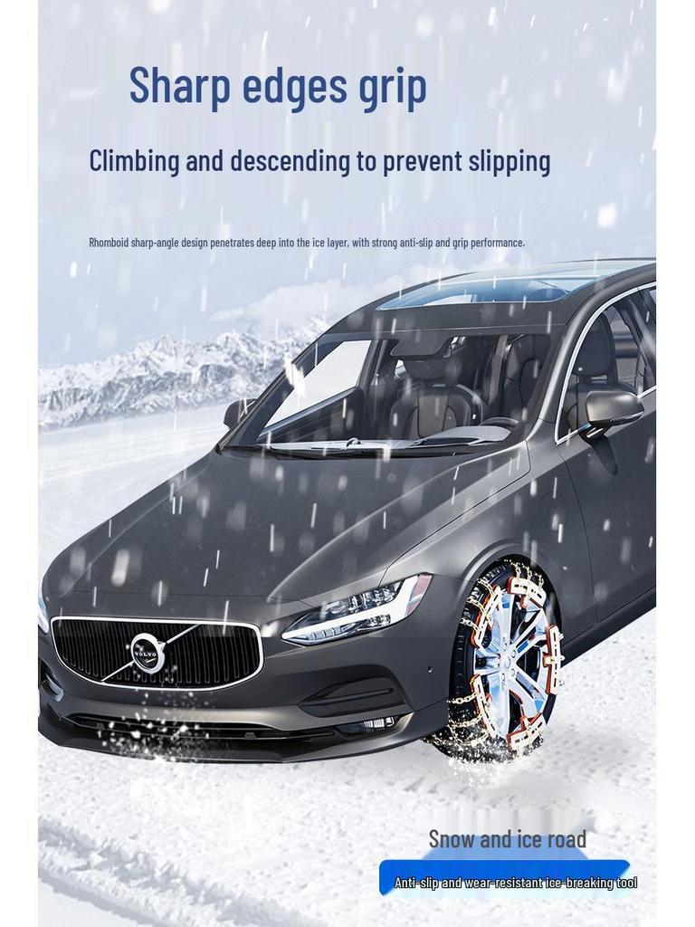 Winter Snow Chains for Cars, SUVs, and EVs: Tire-Safe, Non-Damaging Design