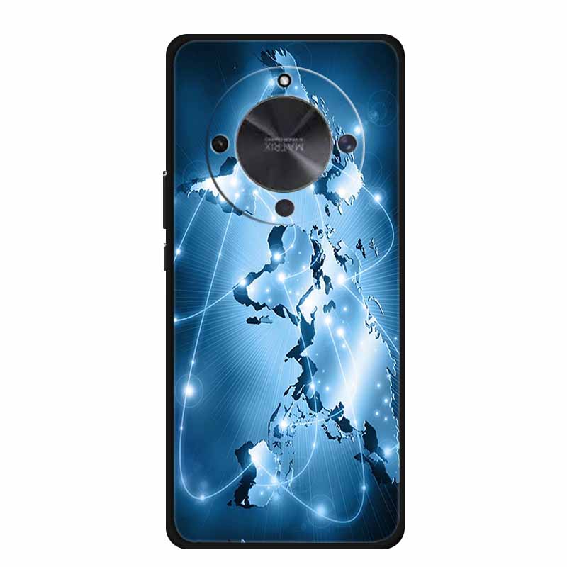 Phone Case For Honor X70 5G 2025 Case X 70 Coque Flowers Black Silicone Soft Back Cover For Honor X70 Cases HonorX70 Funda 6.79"