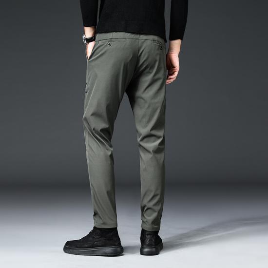 Pantalones informales de verano 2024 para hombre, pantalones finos elásticos de negocios con cintura elástica para correr, pantalones finos clásicos coreanos en negro, gris y azul para hombre