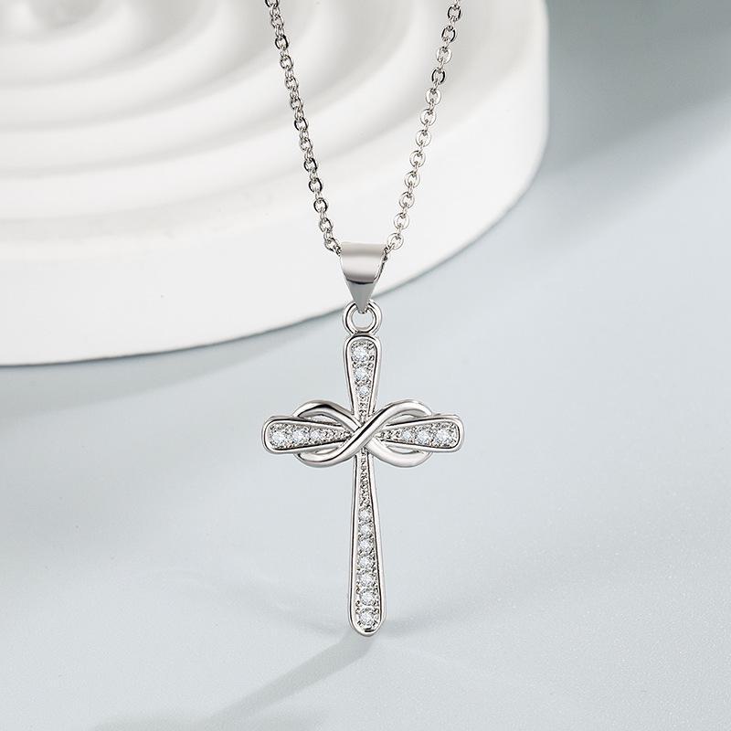 Eternal Love Diamond Cross Pendant for Women - Stylish All-Match Design
