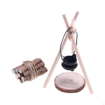 1/12 Doll House Camping Kits Campfire Scene Decor Pretend Play Miniature Model Mini