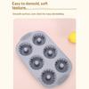 6-Cavity Silicone Cake Mold Non-stick Food Grade Easy Release DIY Round Cookies Donut Pudding Chocolate Fondant Jelly Baking Mold