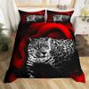 Leopard Duvet Cover Set Red Rose Bedding Sets Safari Animals Print Comforter Cover Rose Flowers Cheetah Quilt Cover King Size