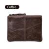 Mens and Women Retro Real Leather Zipper Wallet Card Holder Small Coins Keys Pocket Money Storage Pouch with Chain Key-ring
