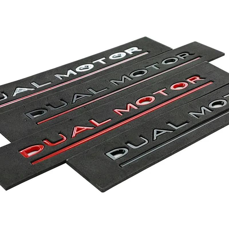 phbvg5 3d ABS Chrome Black Logo DUAL MOTOR Emblem Letters Decal Car Trunk Badge For Tesla Model 3 Y S X Dual Motor Sticker Accessories