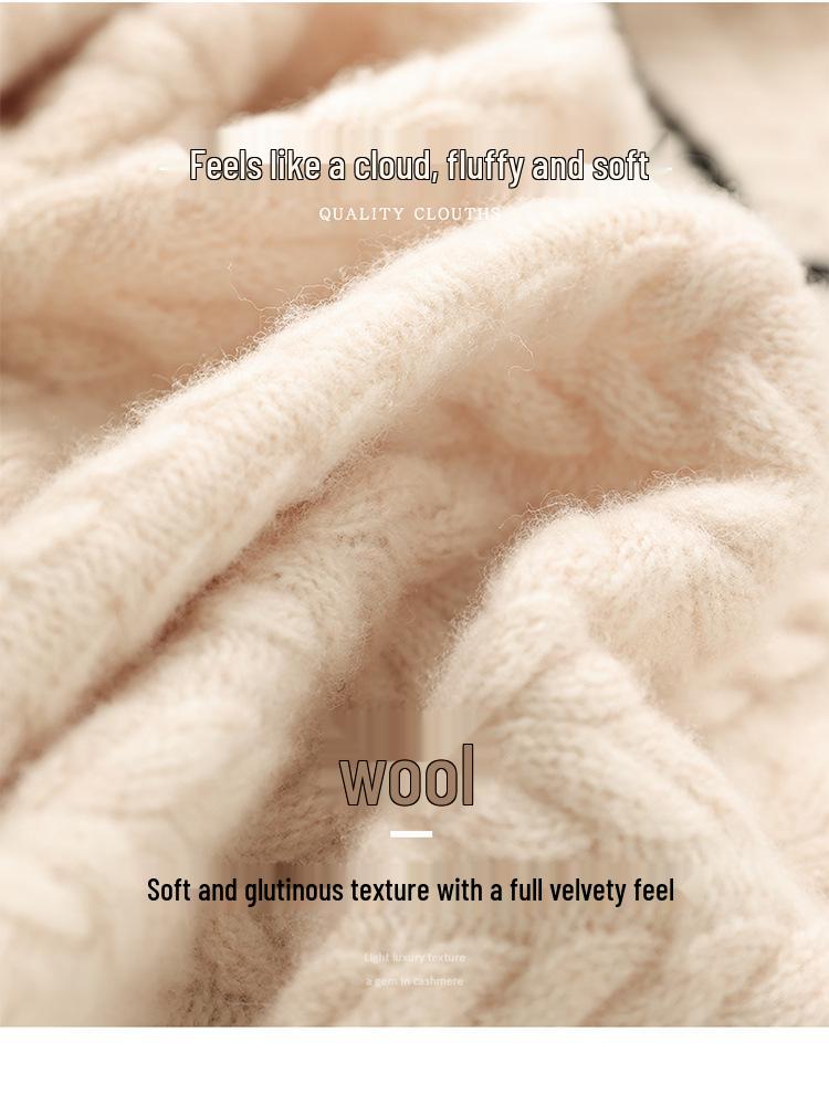 Autumn Color Block V-Neck Cable Knit Sweater & Loose Casual Three-Quarter Pants Set