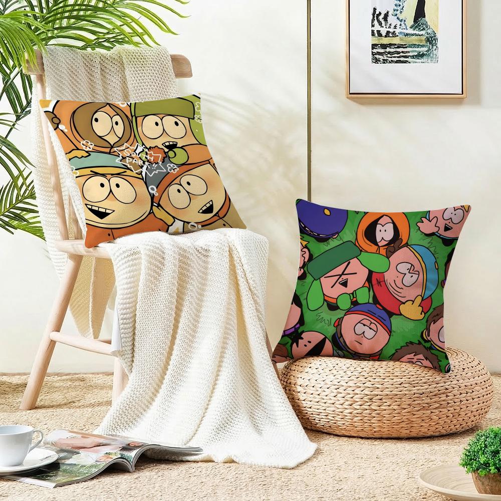 Satirical SSouth ParkS Cushion Cover Breathable and skinfriendly linen pillowcase square removable and washable cushion