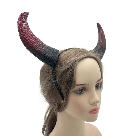 Devil Horn Headband Realistic Bull Horn Costume Accessory Gothic Halloween Dress Up Hair Hoop for Halloween Christmas Party Cosplay Events
