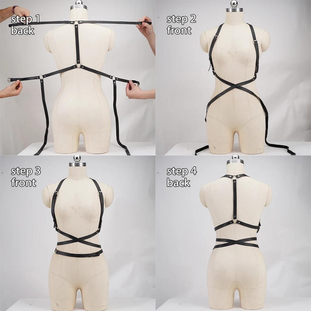 Plus Size Women'S Women'S Fashion Body Harness Corset Leather Lingerie Suspenders Gothic Fetish Clothing Accessory