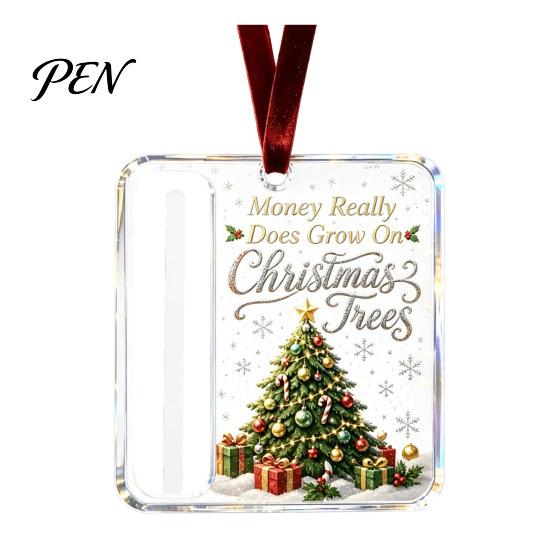 Stocking Stuffer Money Holder Personalized Christmas Cash Ornament, Custom Acrylic Clip for Holiday Versatile Tree Decorations, Unique Hanging