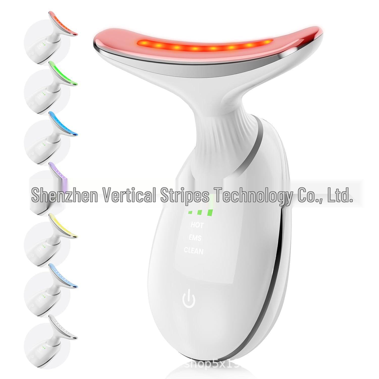 Vibrating Neck & Facial Lifting Massager with Light Therapy for Skin Rejuvenation Beauty Device белый